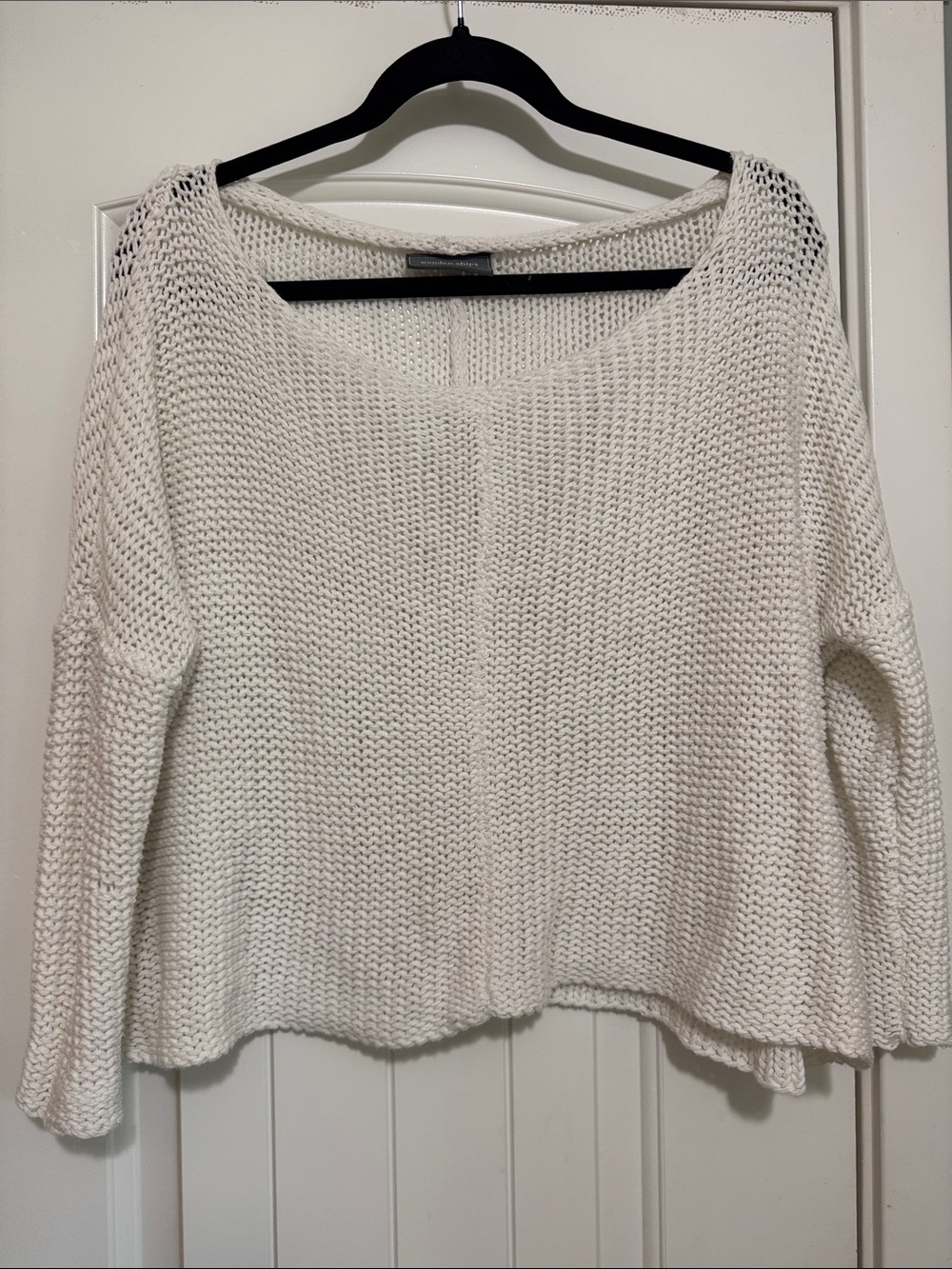 Wooden Ships by Paola Buendia Cream Open-Knit Scoop Neck Sweater